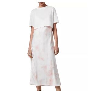 All Saints Benno Tie Dyed T-Shirt Slip Dress Size L